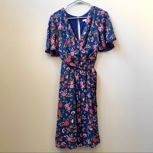 Come Vintage | Navy Blue Floral Wrap Dress